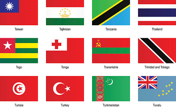 Flags - "T" Flags of countries - "T" taiwanese flag stock illustrations