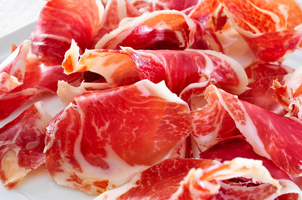 espanhol serrano - serrano chilli pepper meat ham spain imagens e fotografias de stock