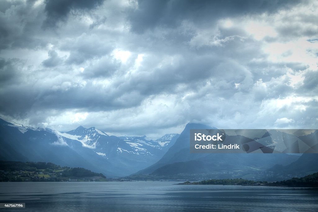mountains and the sea mountains and the sea connecting together form the most beautiful places where they live trolls. Norway and Iceland are wonderful places in Europe 2015 Stock Photo
