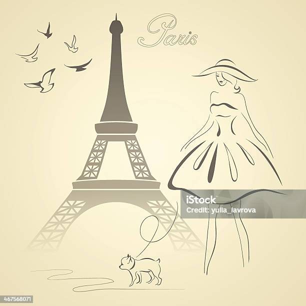 French Retro Style Vector Illustration Stock Illustration - Download Image Now - Baby Girls, France, Girls