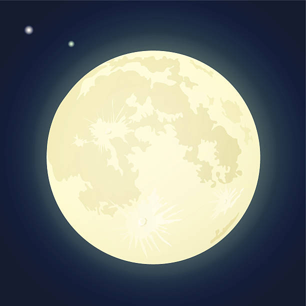 ilustraciones, imágenes clip art, dibujos animados e iconos de stock de luna llena en el cielo azul oscuro.  ilustración vectorial - luna