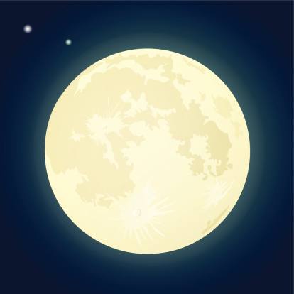 Illustration of a full moon on a dark blue sky