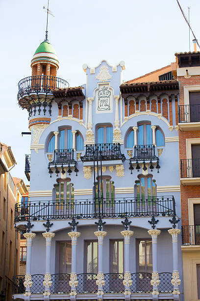 Colorful and old buildings of the Plaza de España in Bullas, Region of Murcia
