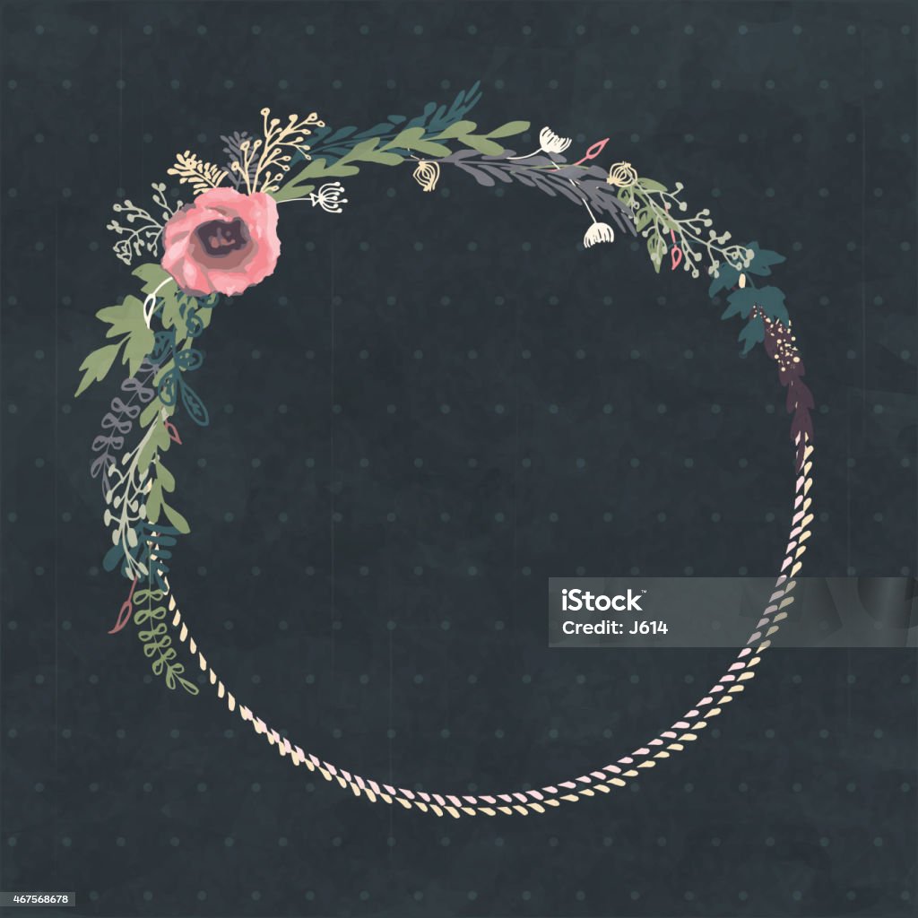 Hand made floral wreath with pink flowers Hand drawn floral wreath. EPS10, vector illustration, global colors, easy to modify. Flower stock vector