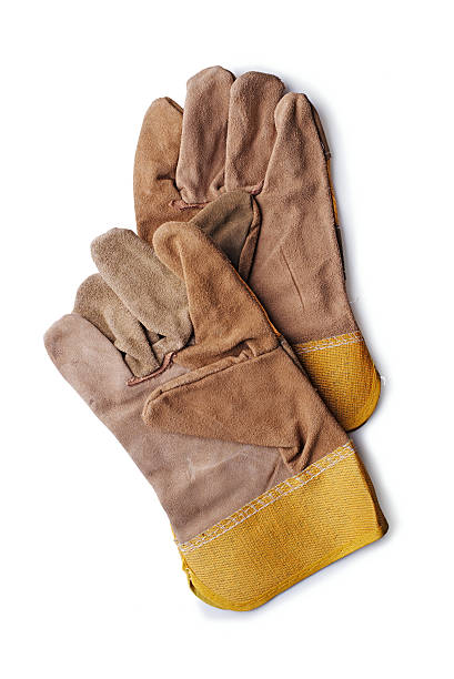 istock Pair of leather gardening gloves 467571990