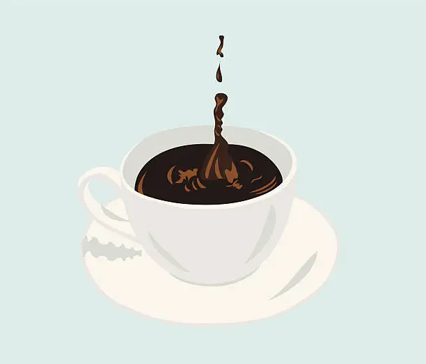 Vector illustration of cup of coffee with a splash drop Tasse Kaffee Tropfen