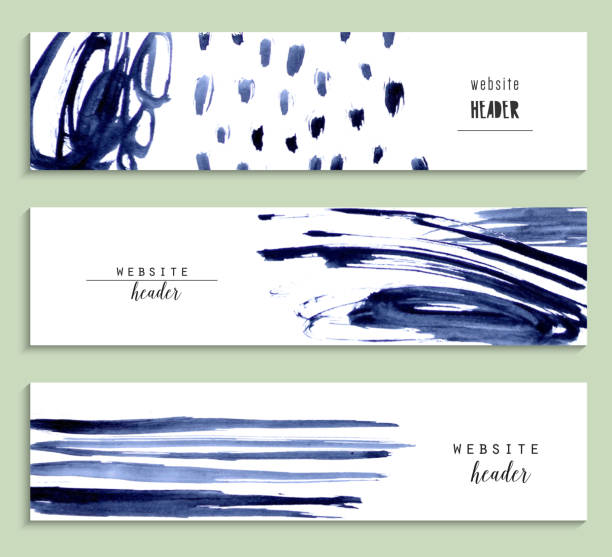 ilustraciones, imágenes clip art, dibujos animados e iconos de stock de conjunto de conectores macho de acuarela abstracta creativo para sitio web. - brush stroke blue abstract frame