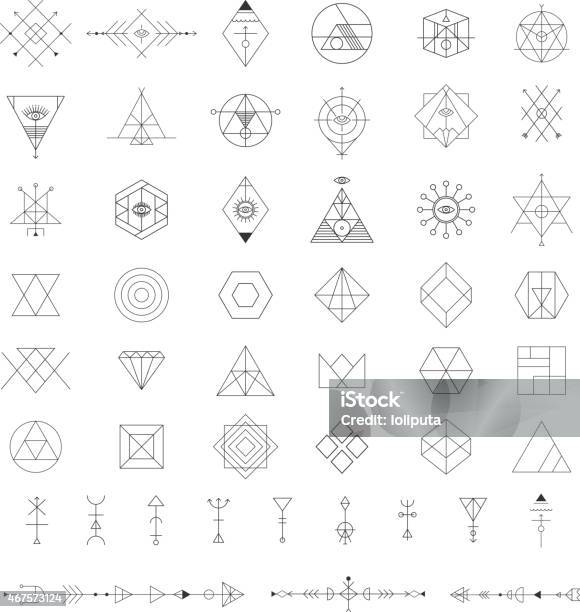 Satz Von Vektormoderne Geometrische Symbole Alchemie Symbolekollektion Stock Vektor Art und mehr Bilder von Spiritualität