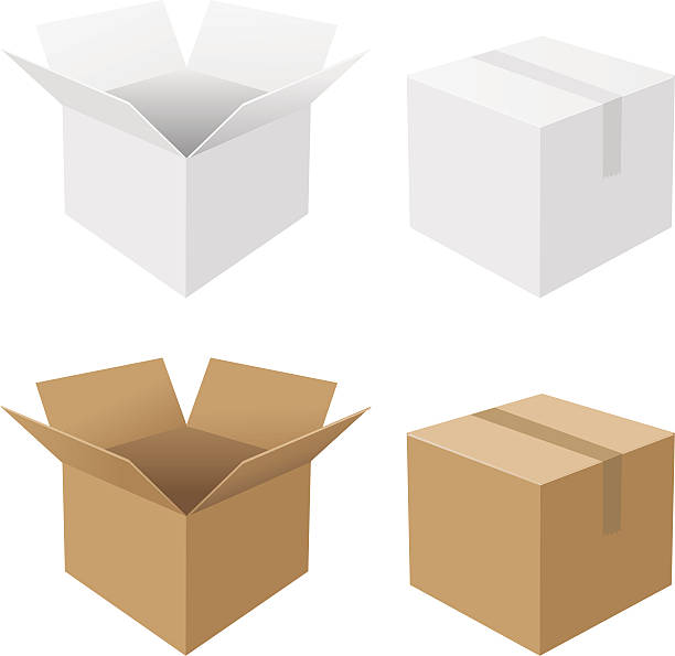 Boxes Set Set Of Boxes, Isolated On White Background cardboard illustrations stock illustrations