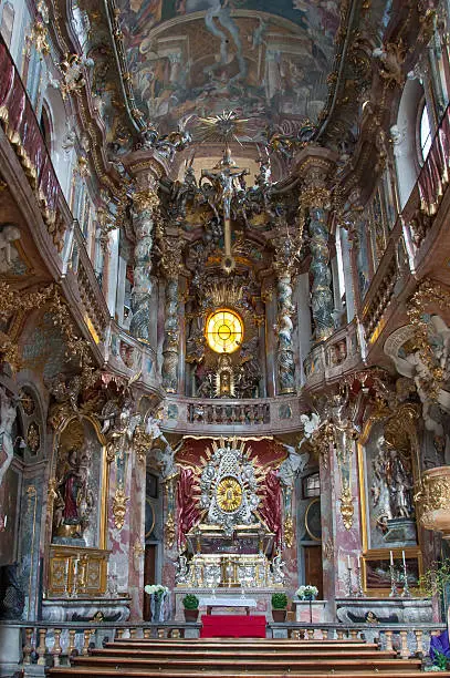 Inside of the Asamkirche Church, Munich, Germany