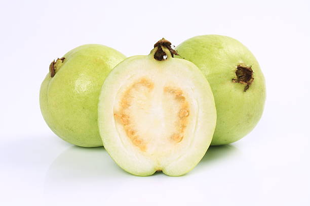 guavas на белом фоне - guava vegetable tropical climate fruit стоковые фото и изображения