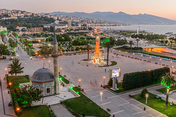 izmir konak square - izmir turkey konak clock tower foto e immagini stock