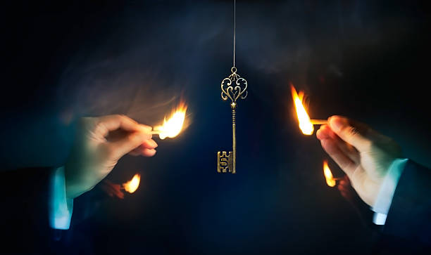 business man kindle light a fire finding a key success