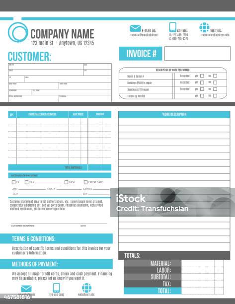 Invoice Examples Task Order Work Order Invoice Template Stock Illustration - Download Image Now ...