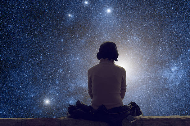 Girl watching the stars. Stars are digital illustration. Girl watching the stars. Stars are digital illustration. astronomy stock pictures, royalty-free photos & images