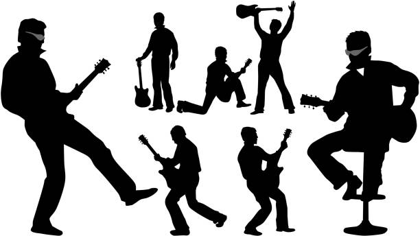 Guitar player Guitar player 2 , vector illustration guitar silhouettes stock illustrations