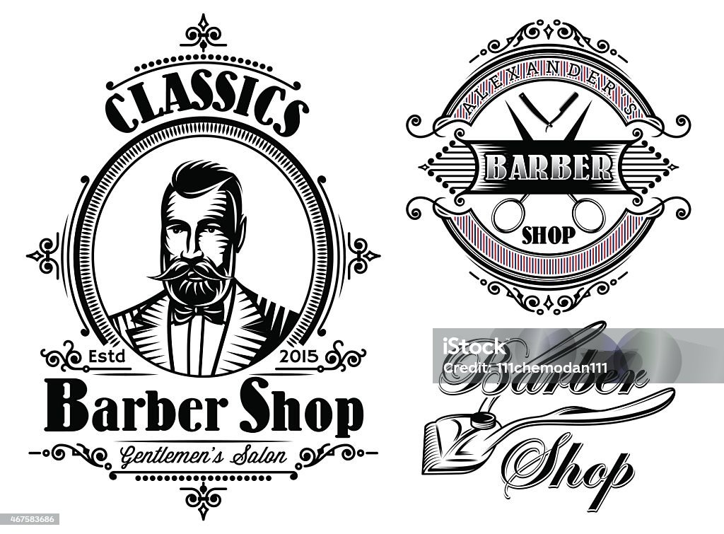 set of emblems on a theme barber shop set of vector emblems on a theme barber shop Barber Shop stock vector