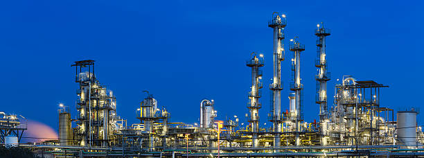 istock Oil Refinery Panorama At Night 467584278