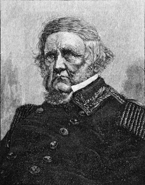 ilustraciones, imágenes clip art, dibujos animados e iconos de stock de general winfield scott - civil war general engraving men