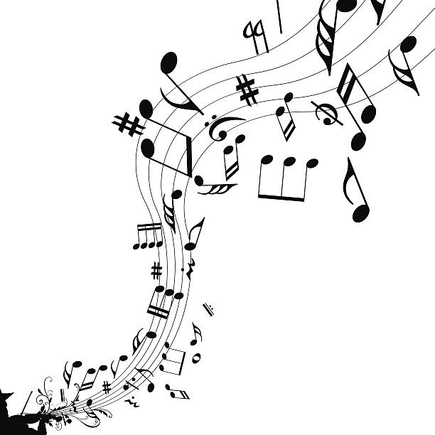 ilustrações, clipart, desenhos animados e ícones de fundo musical abstrato - musical note music sheet music symbol