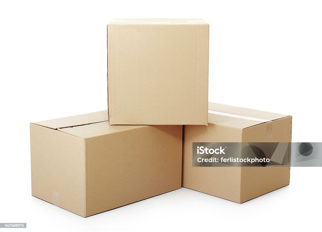 piles of cardboard boxes piles of cardboard boxes on a white background Billboard Posting Stock Photo