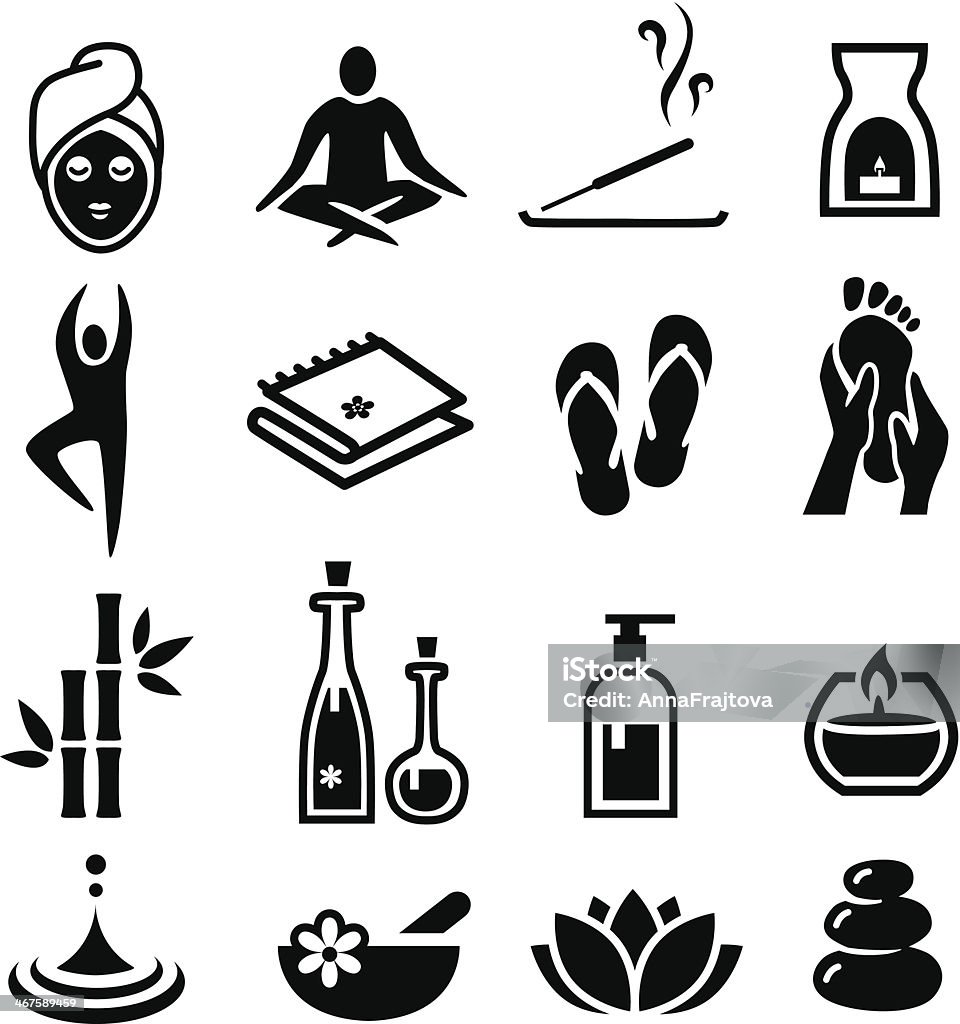 Wellness and Relax Icons Collection of icons representing wellness, relaxation and spa. Icon Symbol stock vector