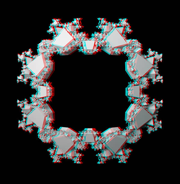 sólido anaglífica fractal para óculos 3d. - anaglyph - fotografias e filmes do acervo