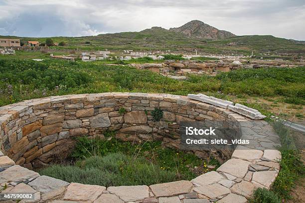 Ancient Greek Ruins At The Archaeological Island Of Delos Stock Photo - Download Image Now