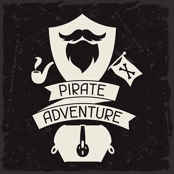 Vector illustration of Background on pirate theme with objects and elements