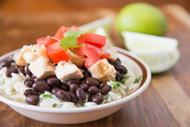 istock Chicken and Rice with Black Beans Closeup 467598692