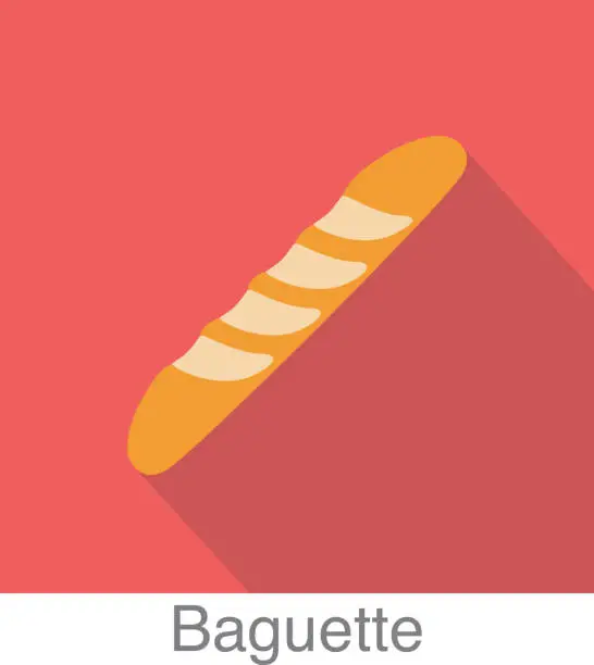 Vector illustration of Baguette Bread flat icon design