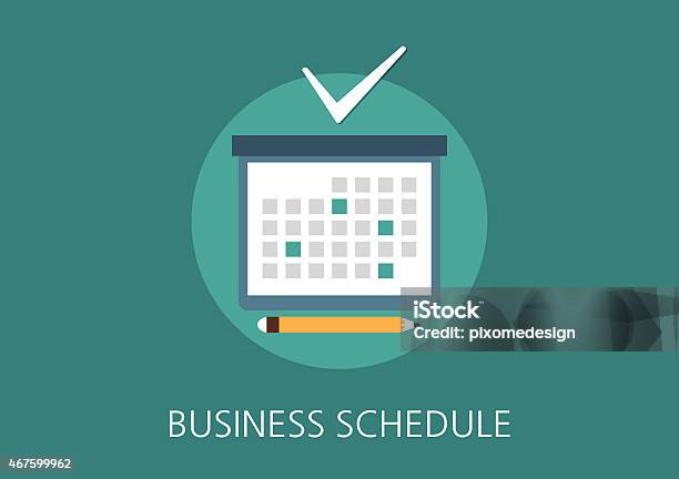 Business Schedule Concept Flat Icon Stock Illustration - Download Image Now - Calendar, Vector, 2015