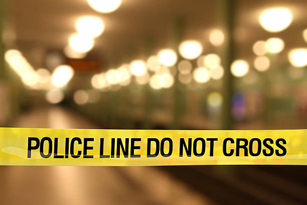 istock Police line do not cross: subway station with lights 467600206