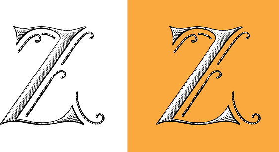 Hand-drawn vector drawing Alphabet -Capital Letters. Black-and-White sketch on a transparent background (.eps-file). 