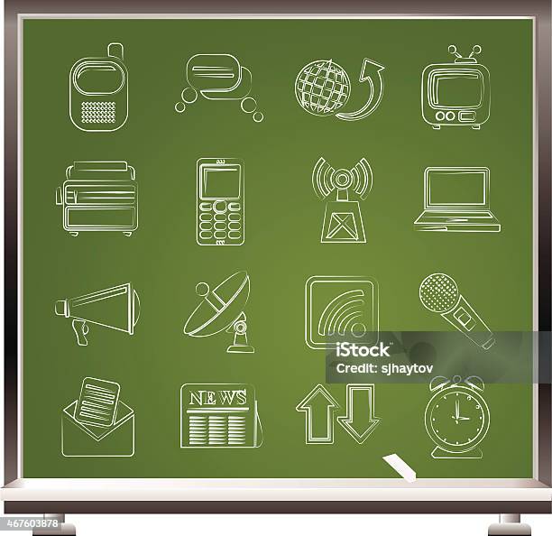 Communication And Connection Icons Stock Illustration - Download Image Now - 2015, Alarm Clock, Antenna - Aerial