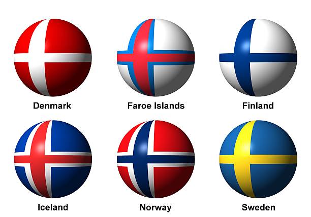 Collage of Scandinavian flags with english labels