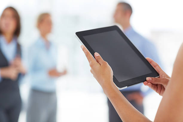 istock Information at the touch of her hand 467604559