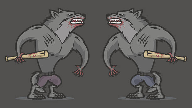 illustrations, cliparts, dessins animés et icônes de deux agressif loup-garou combat - hairy animal hair fantasy monster