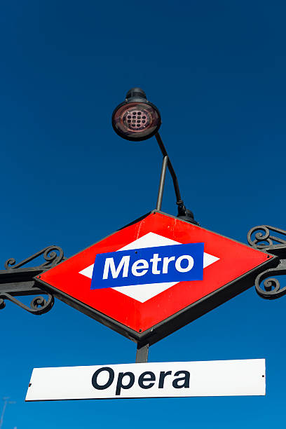 istock Red subway entrance sign in Opera, Madrid 467605795