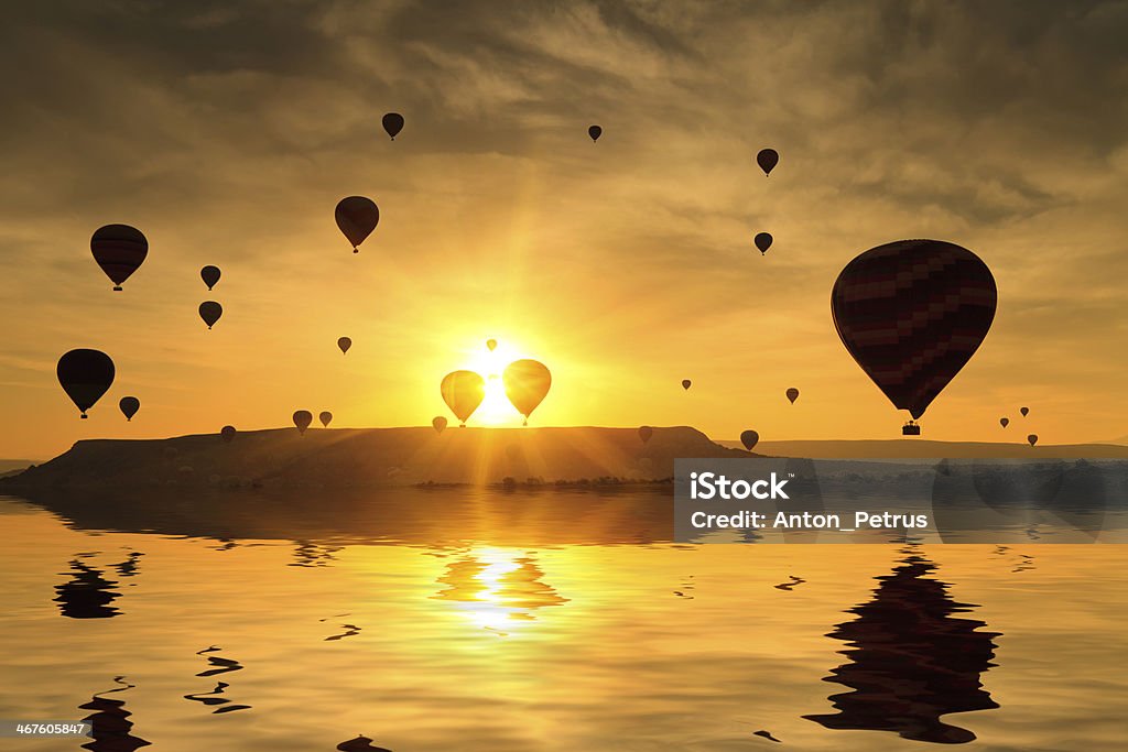 Balloons in Cappadocia at dawn sky background Activity Stock Photo
