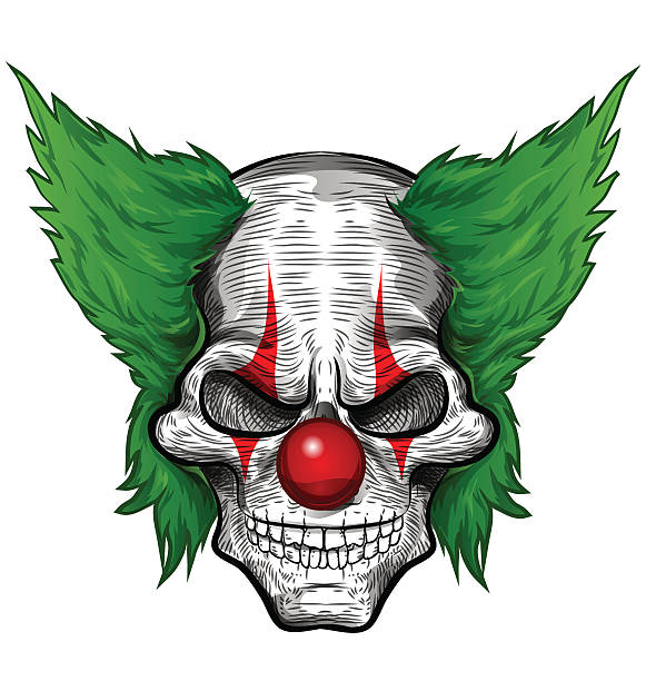 clown schädel isoliert - clown evil horror spooky stock-grafiken, -clipart, -cartoons und -symbole