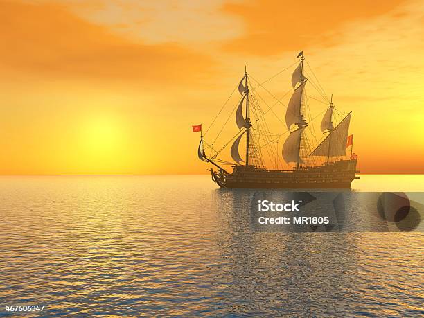 Ancient French Warship Stock Photo - Download Image Now - Atlantic Ocean, Cannon - Artillery, Digitally Generated Image
