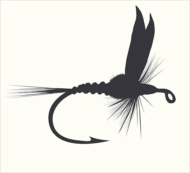 Vector illustration of Fly-fishing