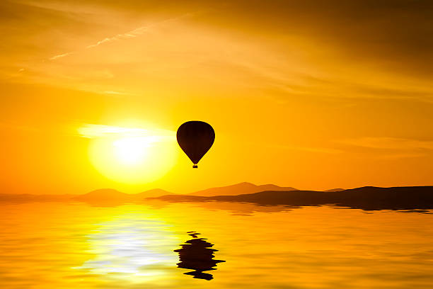 Balloon in Cappadocia at dawn sky background