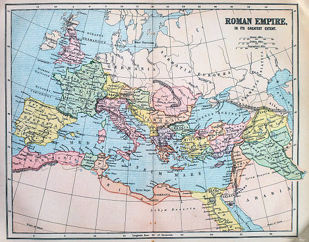 Map of the ancient Roman Empire Victorian era map of the Roman Empire originally published in 1880 ancient rome photos stock pictures, royalty-free photos & images