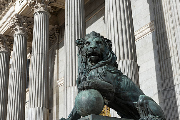 istock Lion statue outside the Spanish Congress in Madrid 467609203