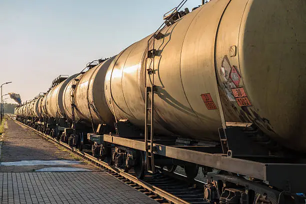 The train tanks with oil and fuel