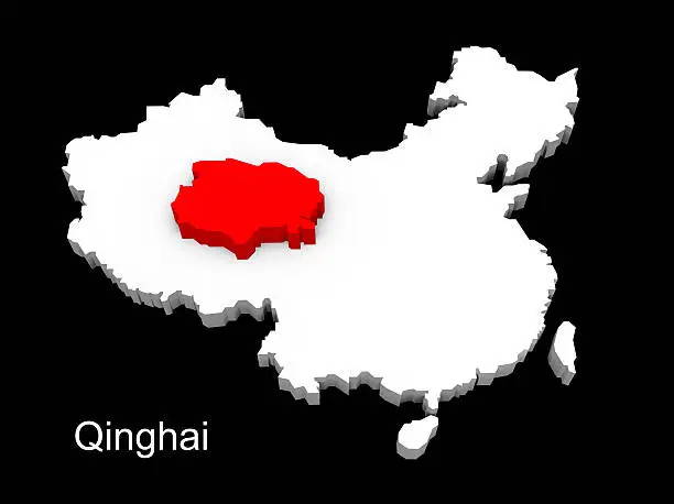 3d illustration province of china,focus on qinghai
