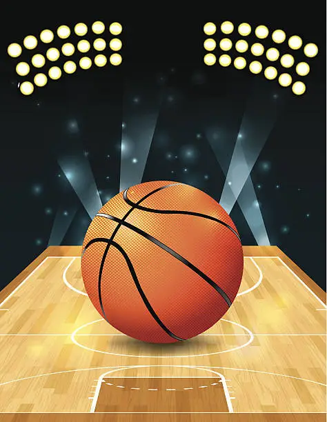 Vector illustration of Vector photograph of a basketball court