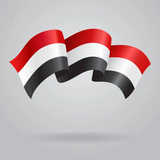 Vector illustration of Yemeni waving Flag. Vector illustration